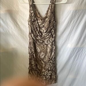 Express Gold Ruched Sheath Dress Cowl Neck Cocktail